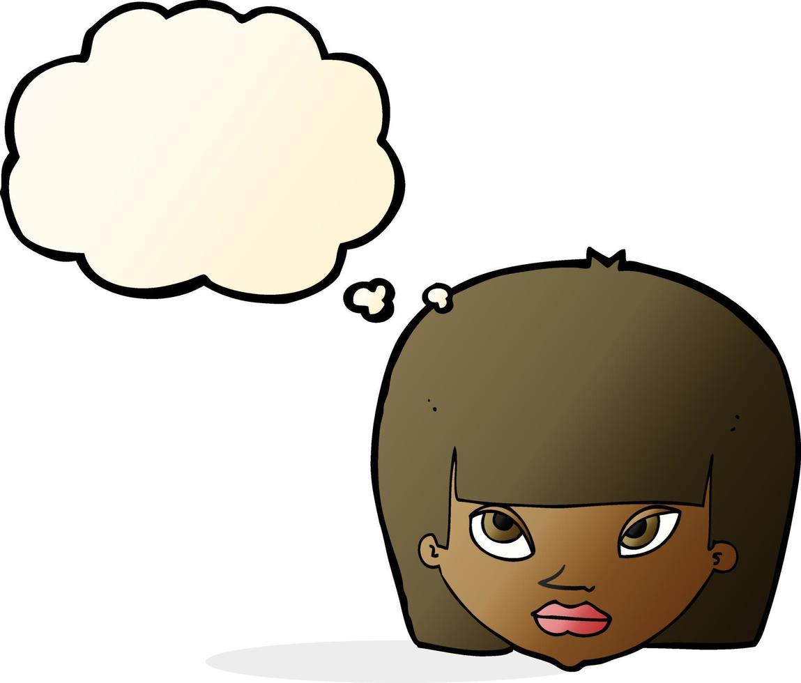 cartoon annoyed woman with thought bubble vector