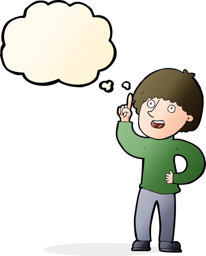 cartoon man with idea with thought bubble vector