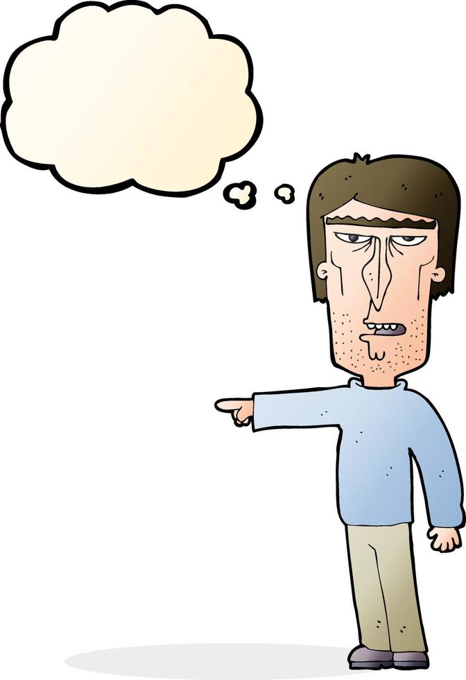 cartoon pointing man with thought bubble vector