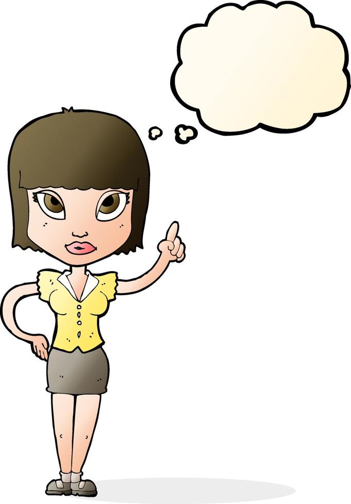 cartoon pretty girl with idea with thought bubble vector