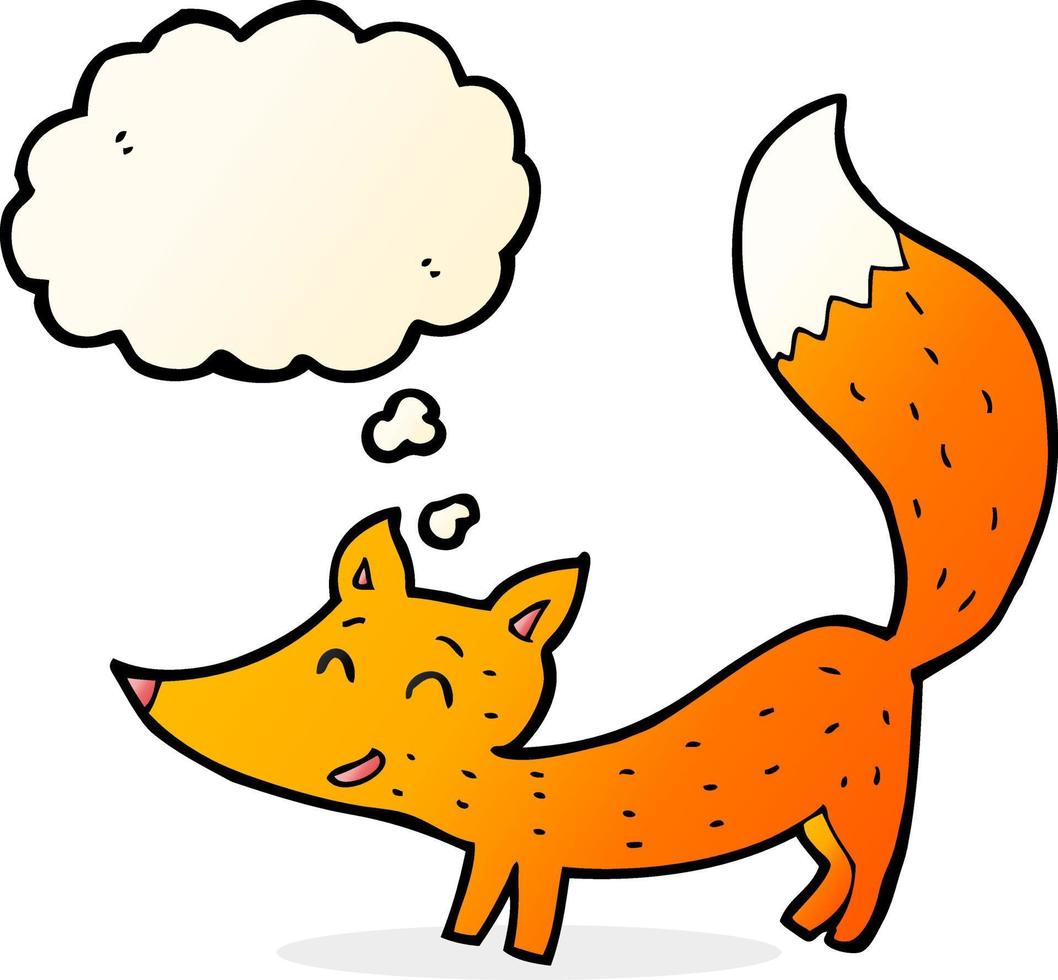 cartoon little fox with thought bubble vector