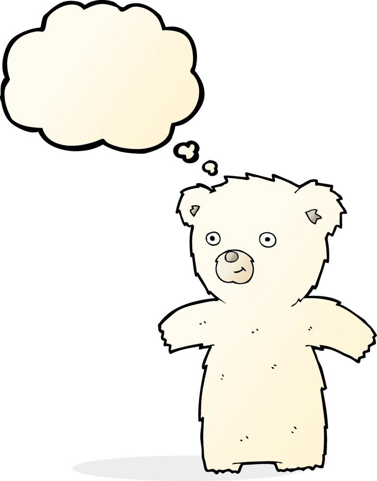 cute cartoon polar bear with thought bubble vector