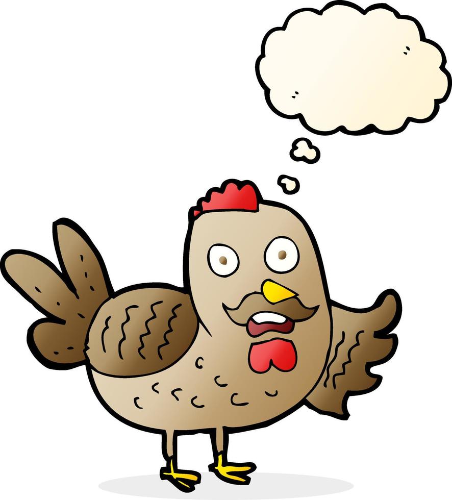 cartoon old rooster with thought bubble vector