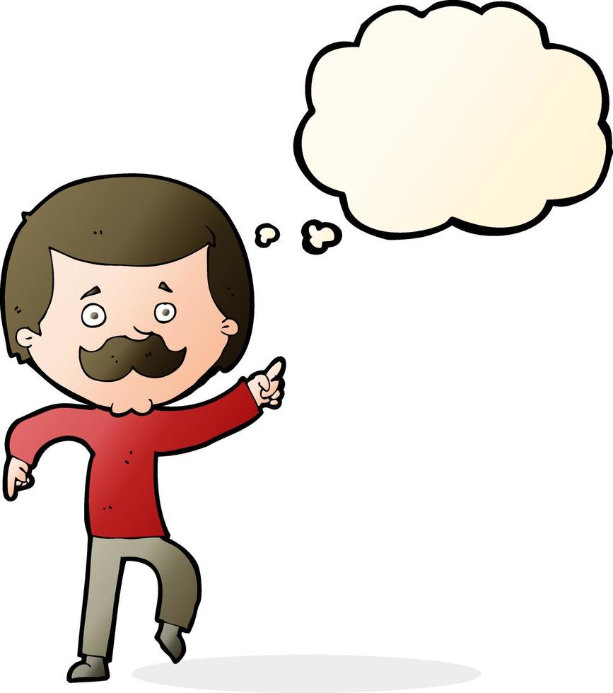 cartoon dancing dad with thought bubble vector