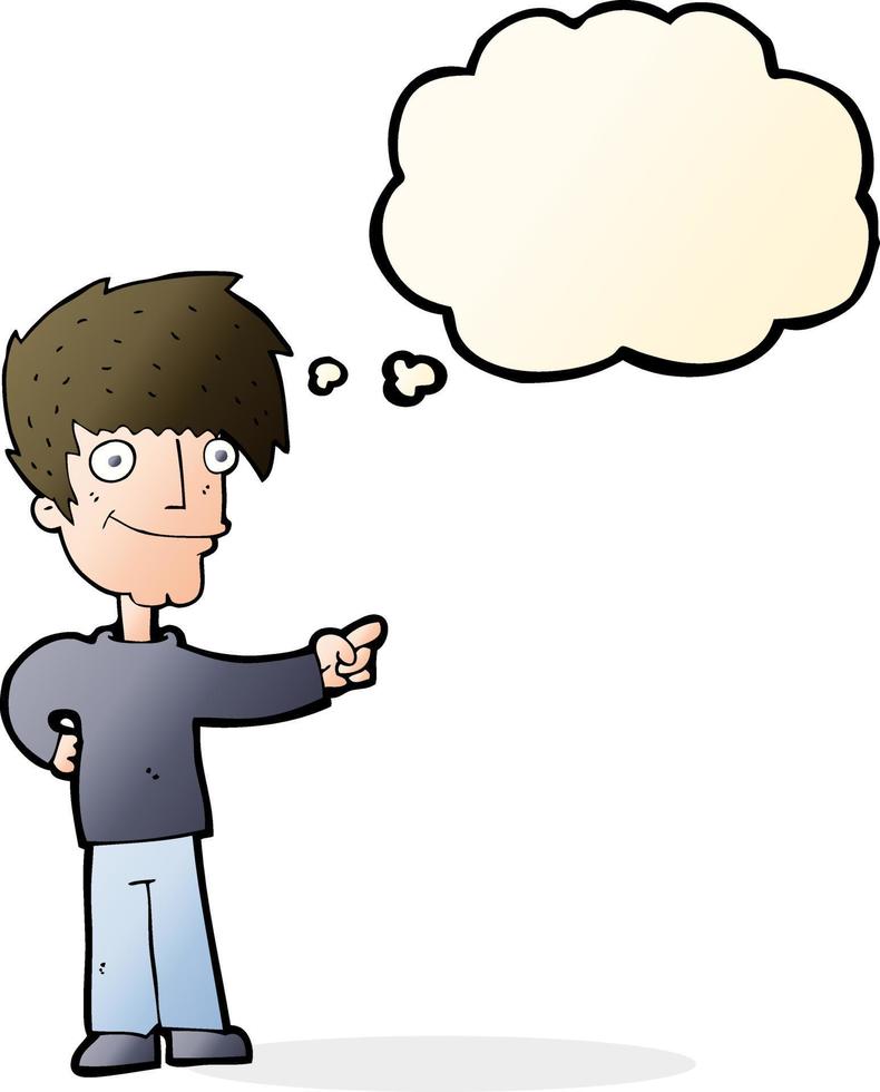cartoon man pointing with thought bubble vector
