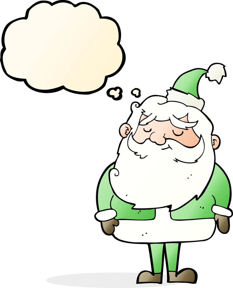 caricatura, santa claus, con, burbuja del pensamiento vector