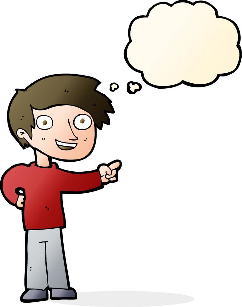 cartoon man pointing with thought bubble vector