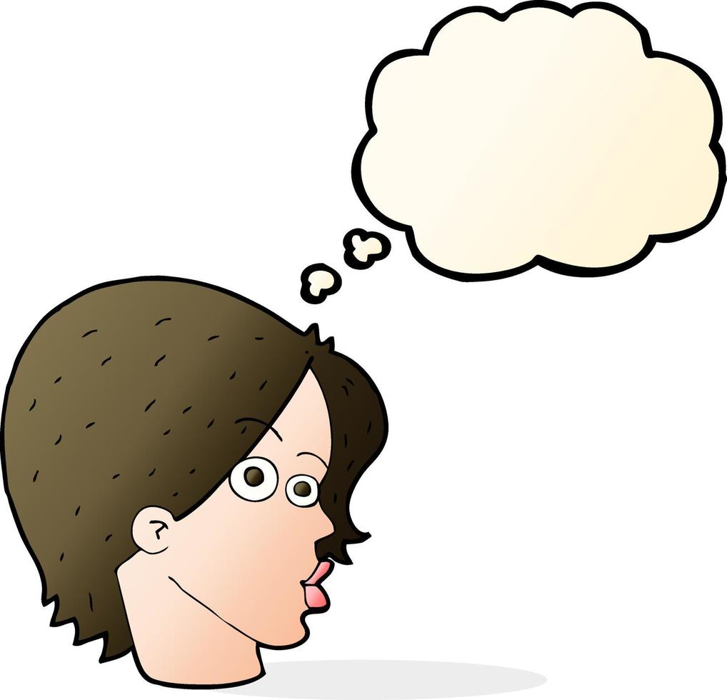 cartoon female face with thought bubble vector