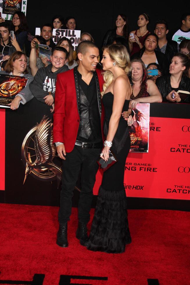 LOS ANGELES, NOV 18 -  Evan Ross, Ashlee Simpson at the The Hunger Games -  Catching Fire Premiere at Nokia Theater on November 18, 2013 in Los Angeles, CA photo
