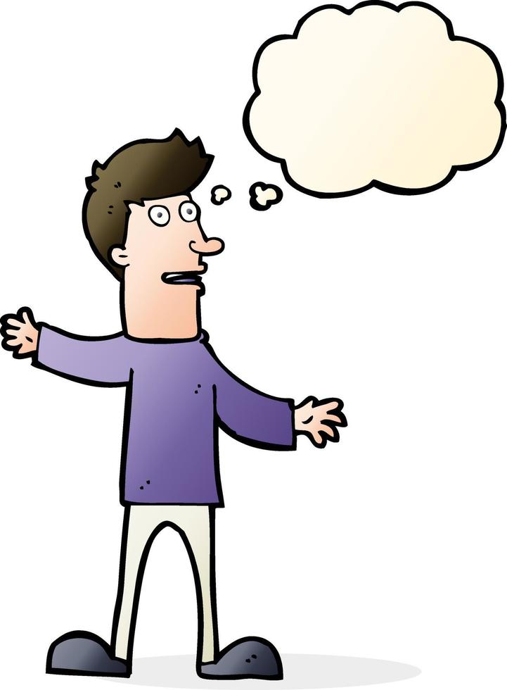 cartoon surprised man with thought bubble vector