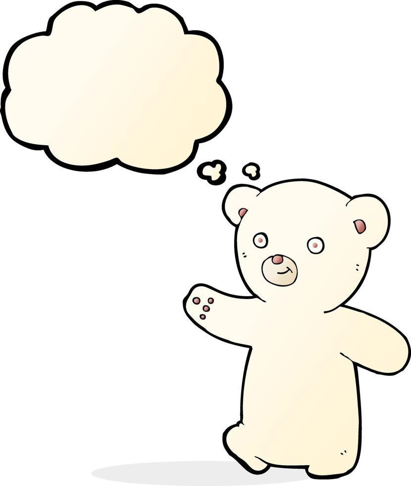 cartoon polar bear cub with thought bubble vector