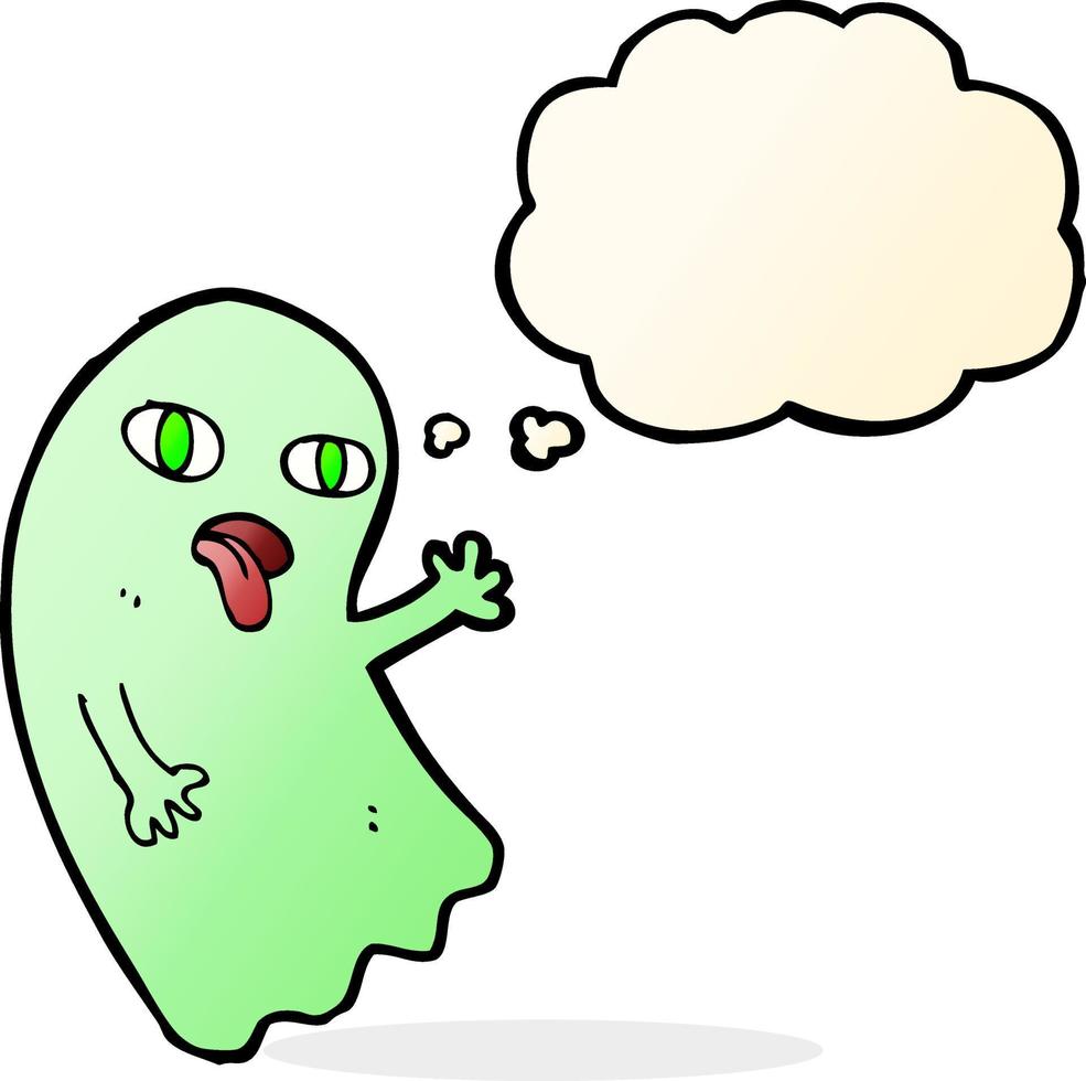 funny cartoon ghost with thought bubble vector