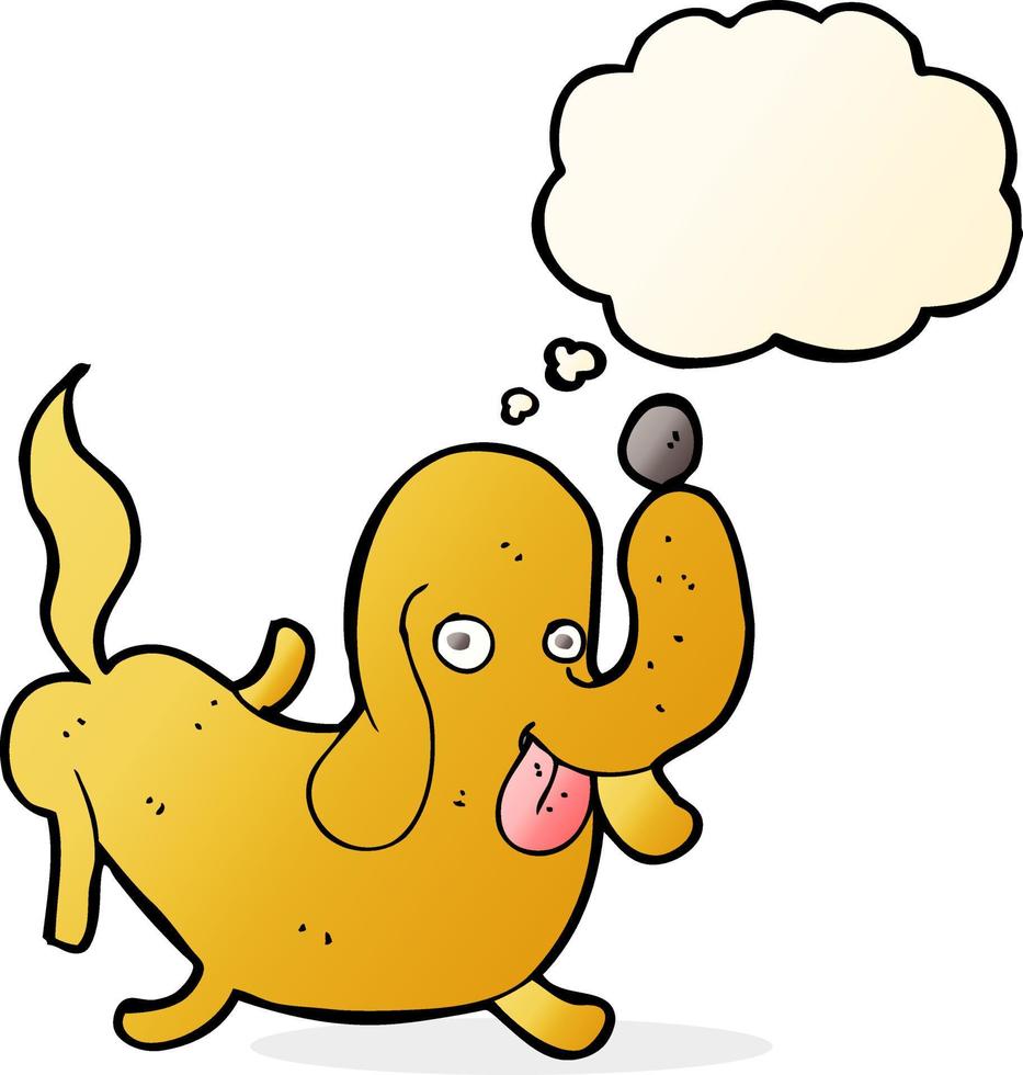 cartoon dog sticking out tongue with thought bubble vector