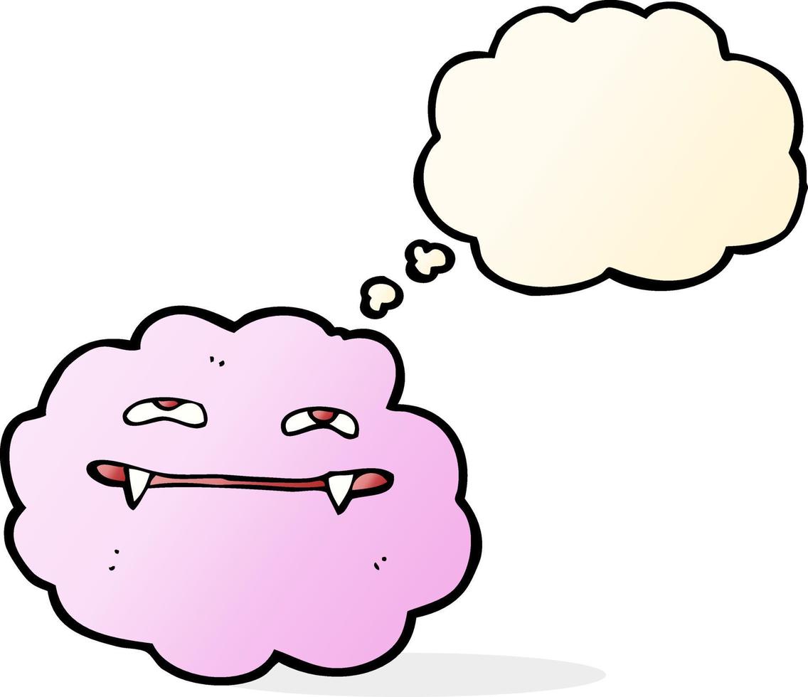 cartoon pink fluffy vampire cloud with thought bubble vector