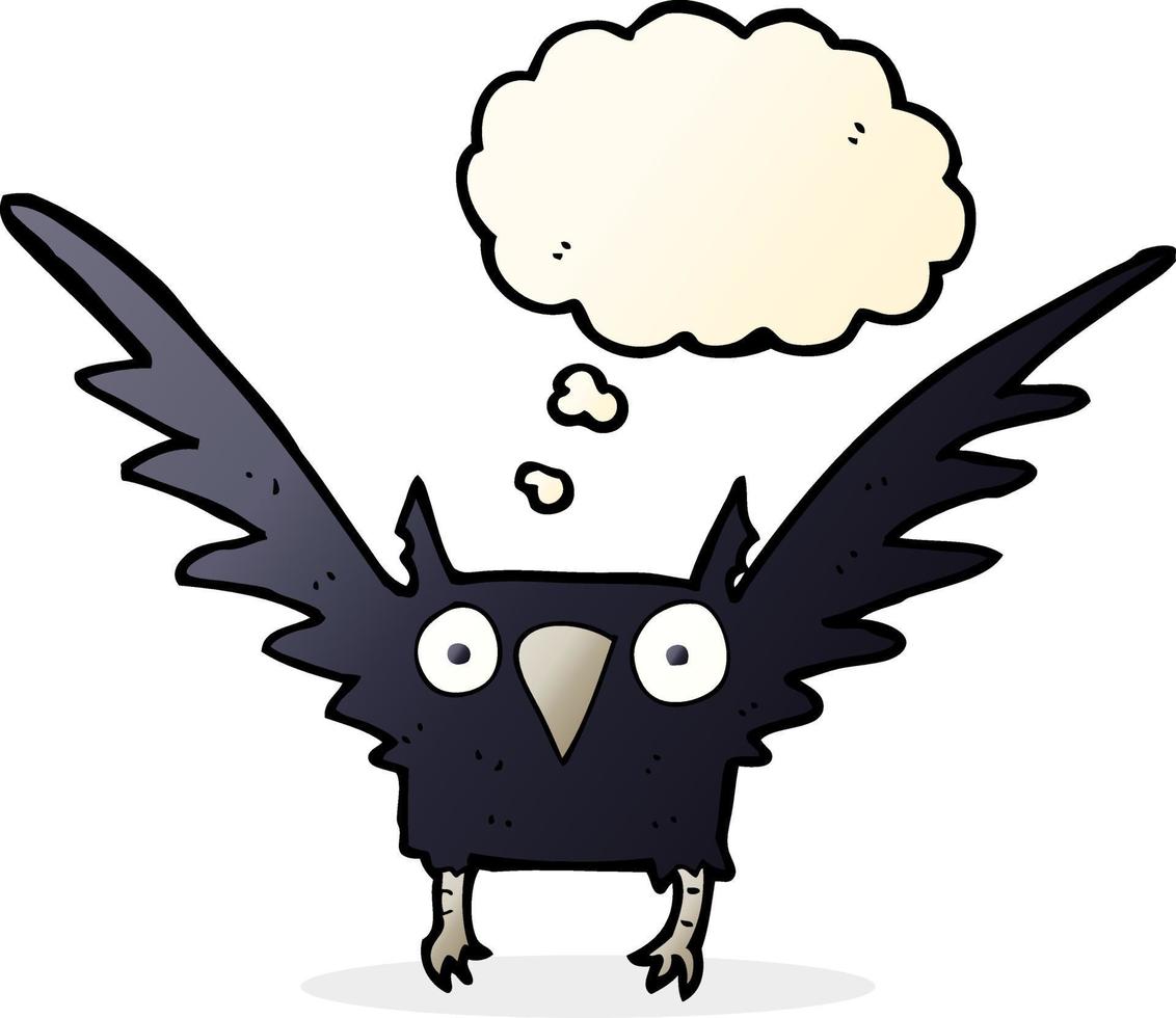 cartoon spooky bird with thought bubble vector