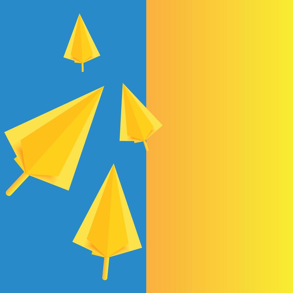 yellow paper craft in ukraine flag color vector