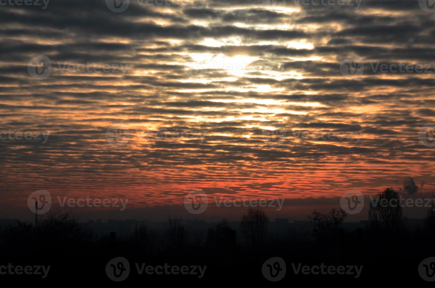 Texture of a gloomy cloudy sky at dawn photo