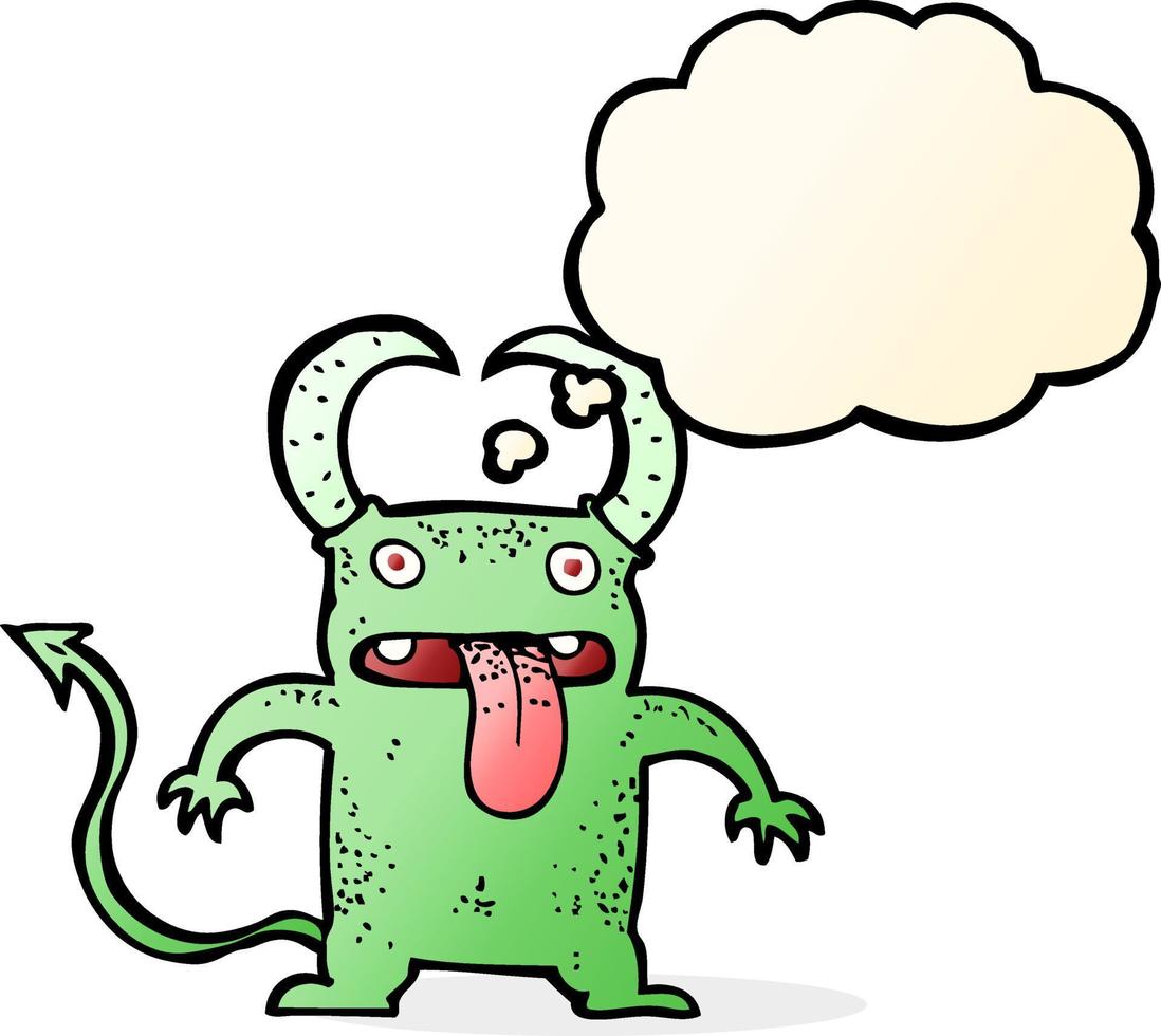 cartoon little devil with thought bubble vector
