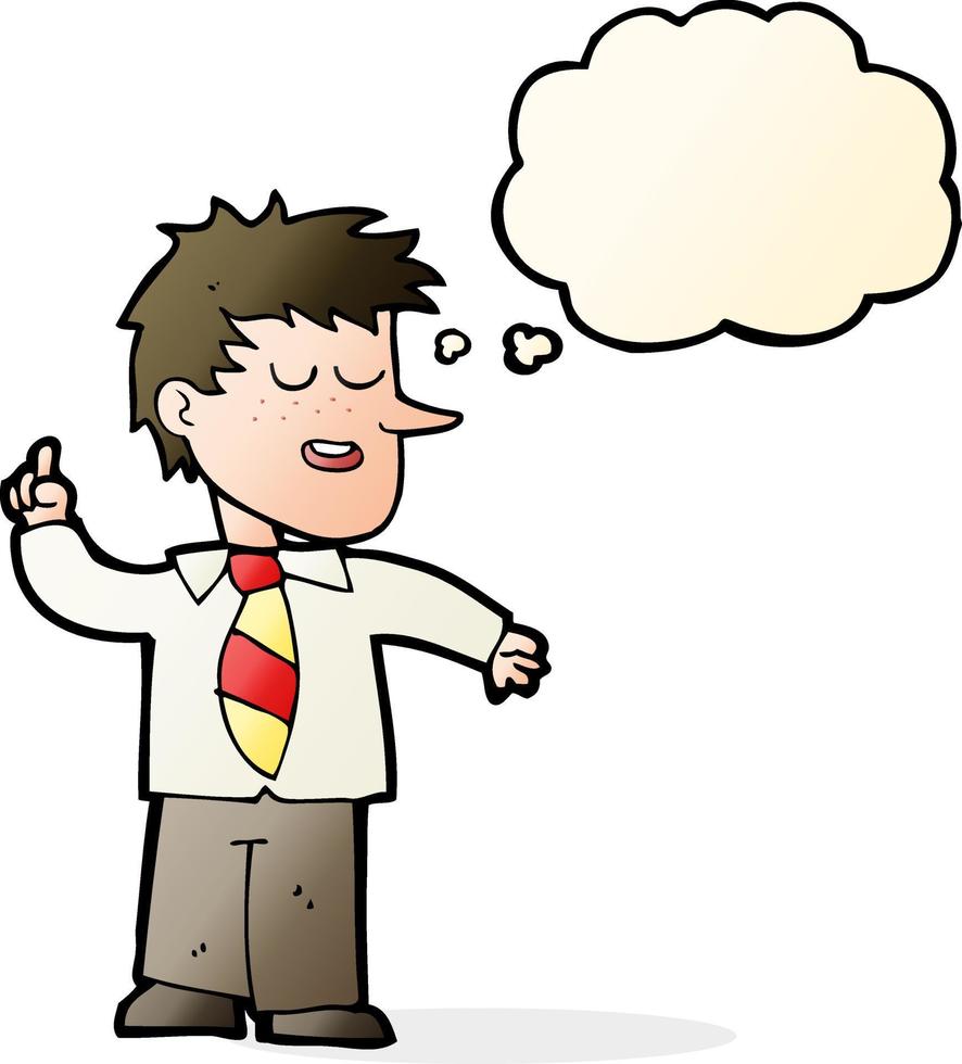 cartoon man with good idea with thought bubble vector