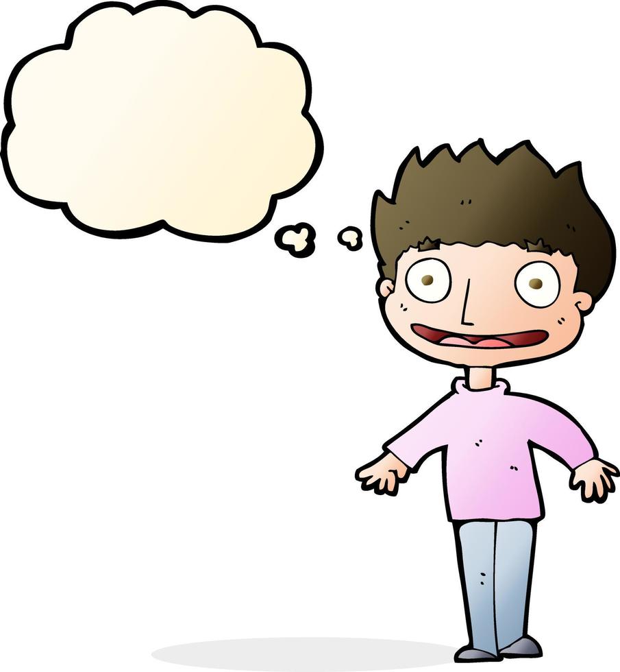 cartoon excited boy with thought bubble vector