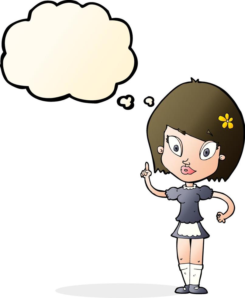 cartoon pretty maid with thought bubble vector