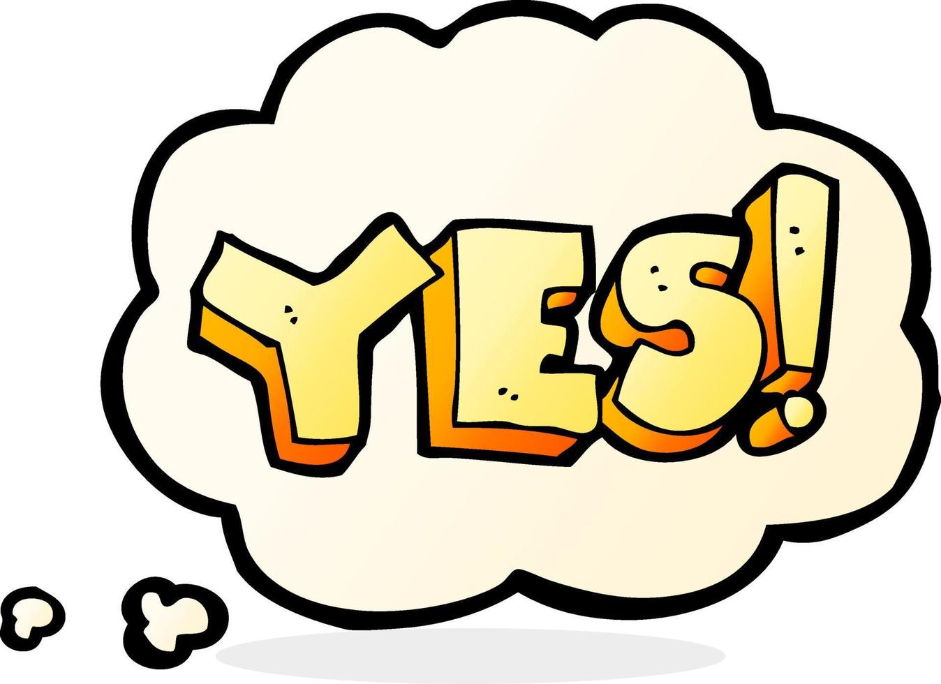 cartoon yes symbol with thought bubble vector