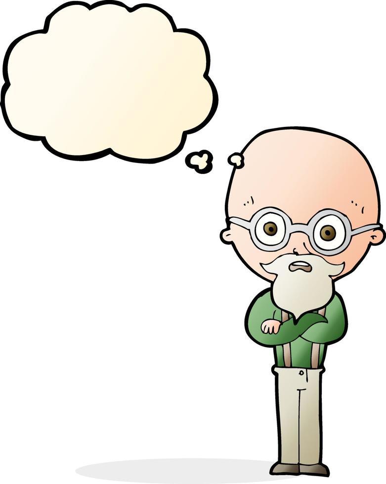 cartoon annoyed old man with thought bubble vector
