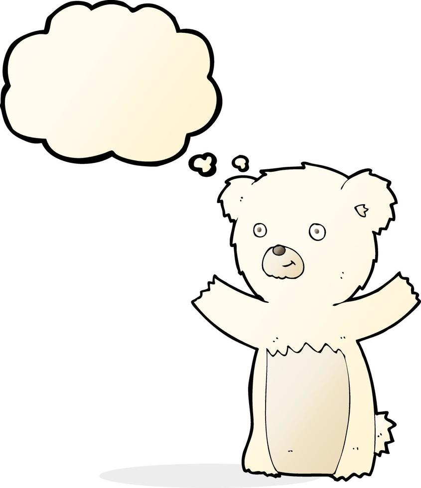 cartoon polar bear cub with thought bubble vector