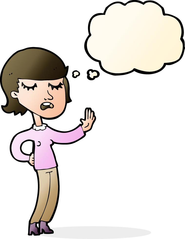 cartoon woman ignoring with thought bubble vector