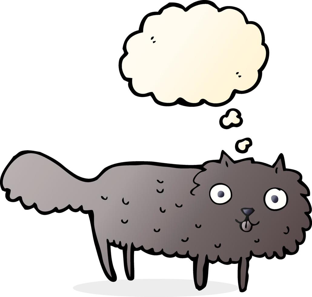 cartoon furry cat with thought bubble vector