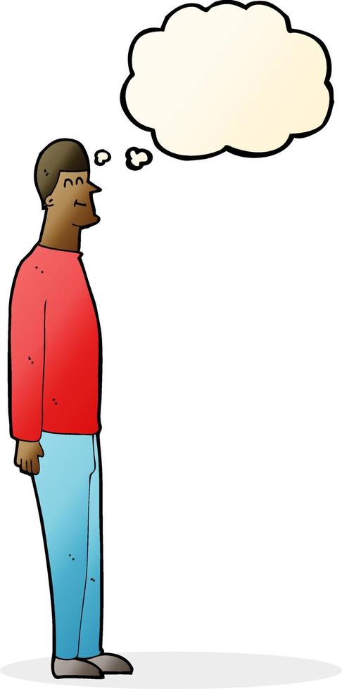 cartoon tall man with thought bubble vector