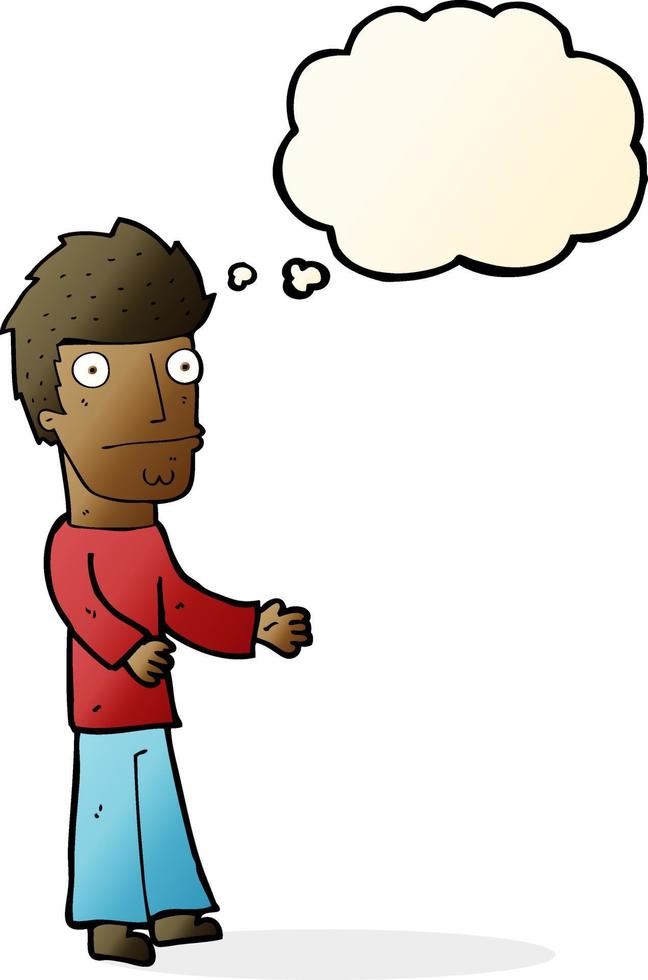 cartoon confused man with thought bubble vector