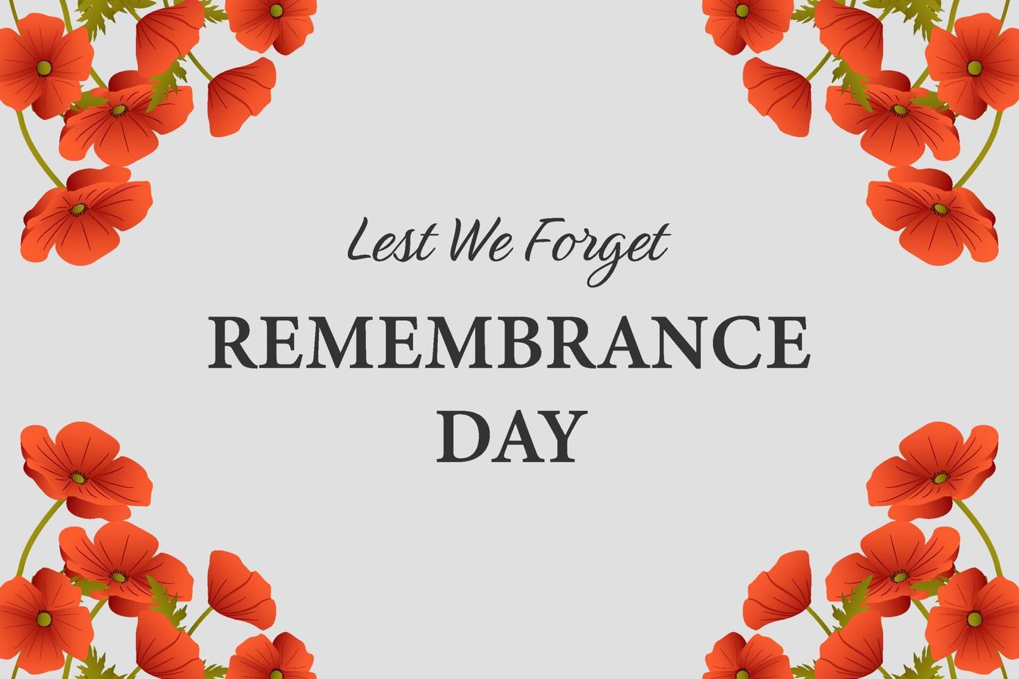 Remembrance Day background illustration with poppy flowers vector