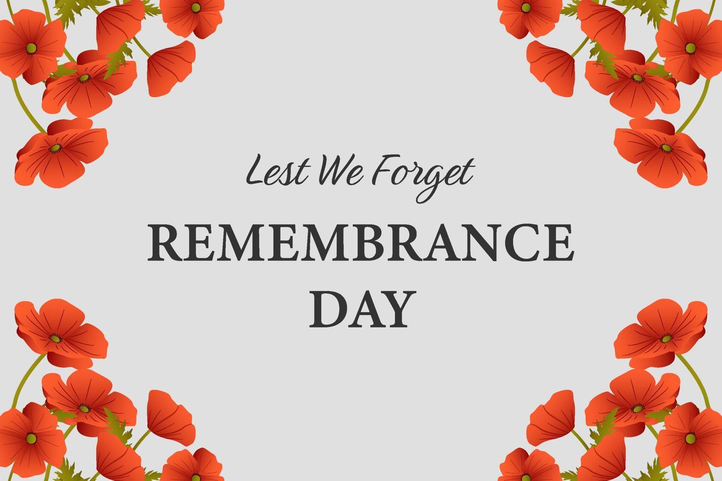 Remembrance Day background illustration with poppy flowers vector