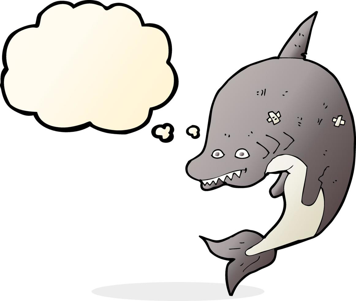 cartoon shark with thought bubble vector