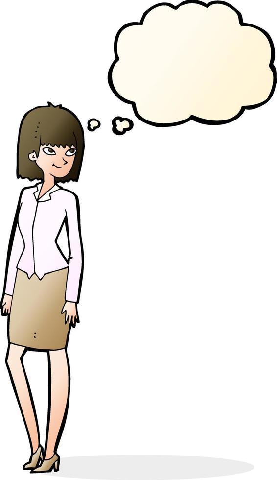 cartoon pretty businesswoman with thought bubble vector