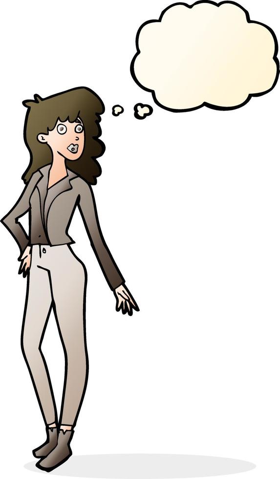 cartoon pretty woman  with thought bubble vector