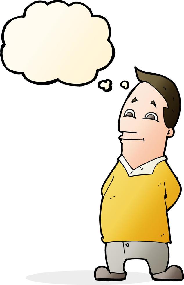 cartoon friendly man with thought bubble vector