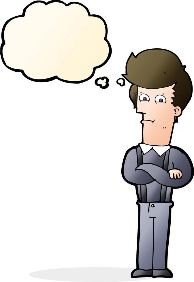 cartoon annoyed man with thought bubble vector