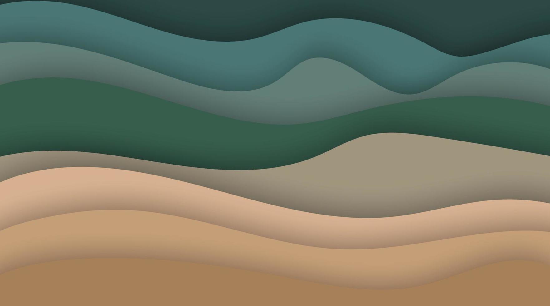 fondo de paisaje de corte de papel de textura de onda de vector