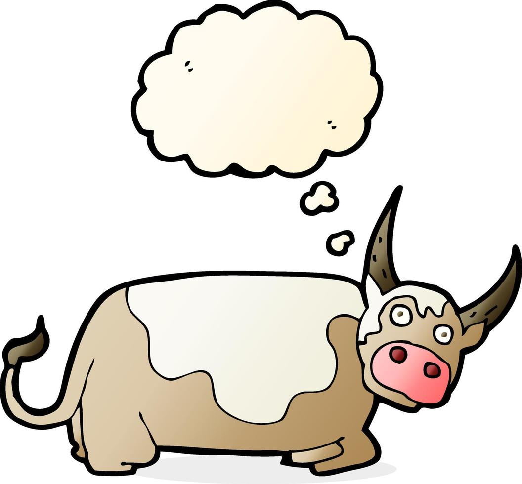 cartoon bull with thought bubble vector