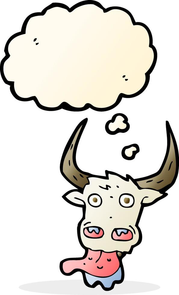 cartoon cow face with thought bubble vector