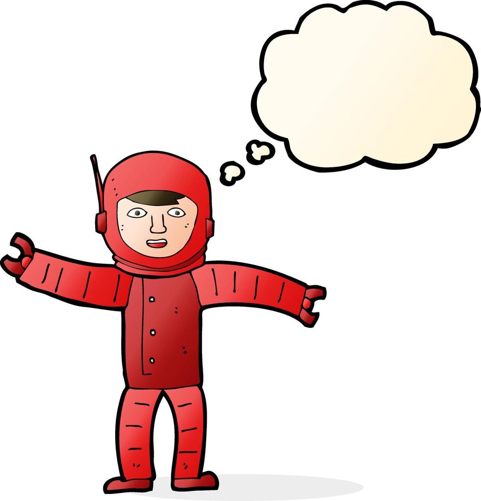cartoon space man with thought bubble vector
