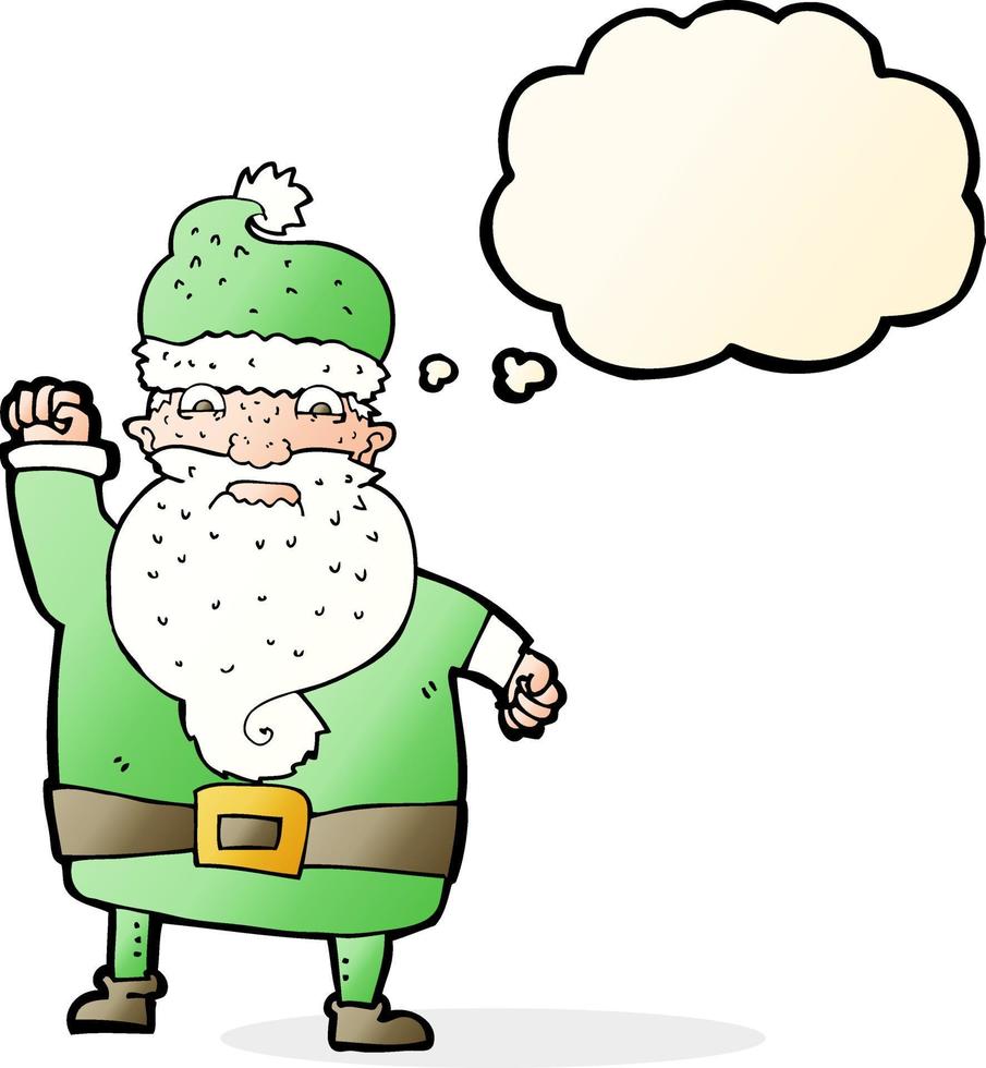 cartoon angry santa claus with thought bubble vector