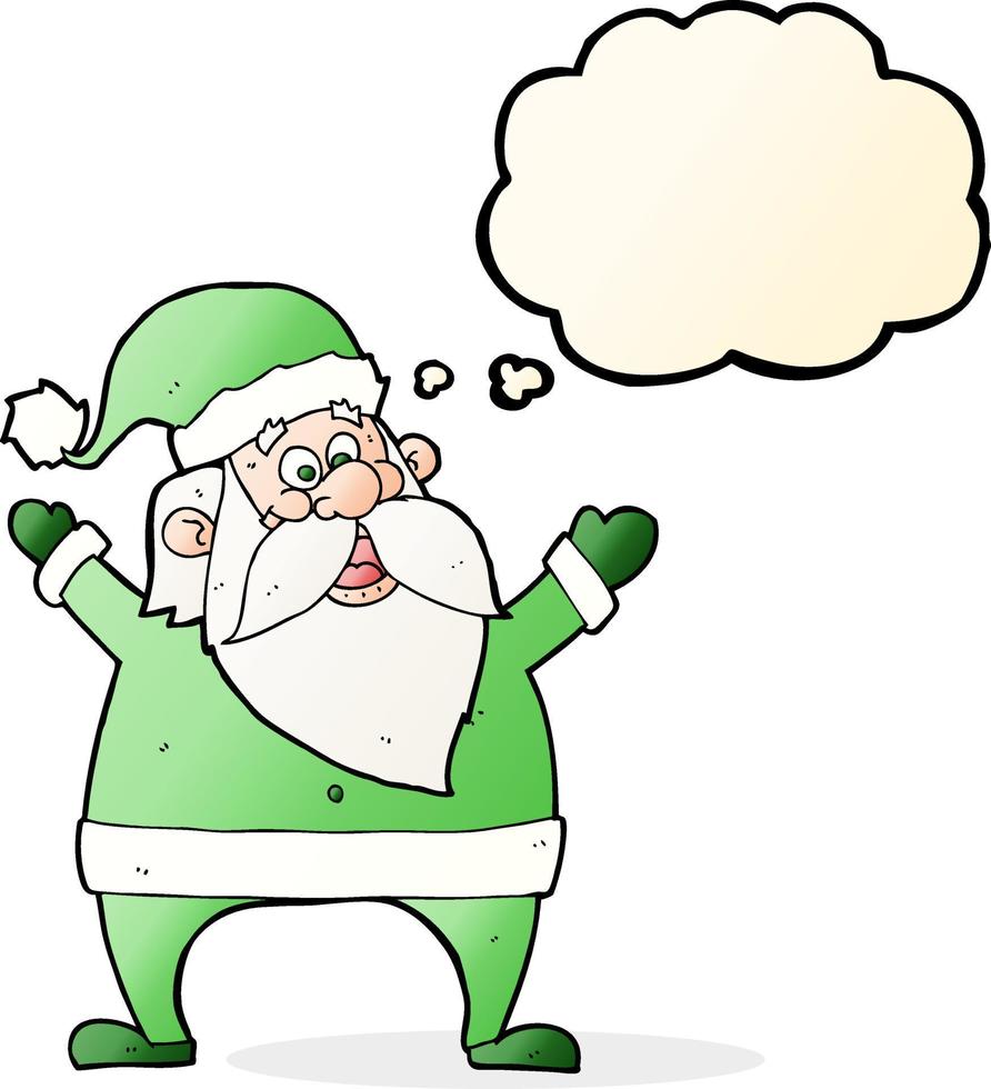 jolly santa cartoon with thought bubble vector