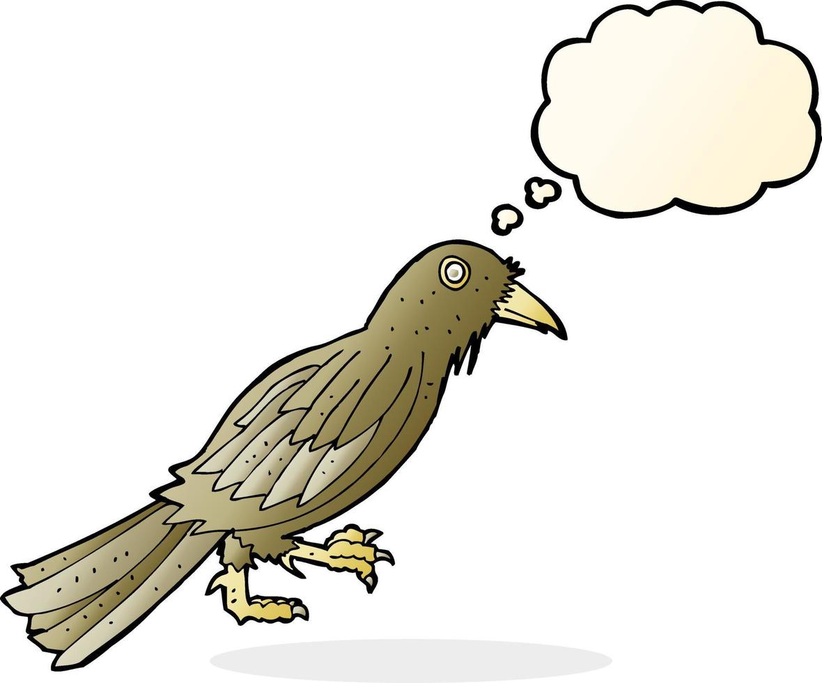 cartoon crow with thought bubble vector