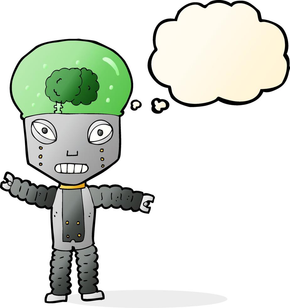 cartoon future robot with thought bubble vector