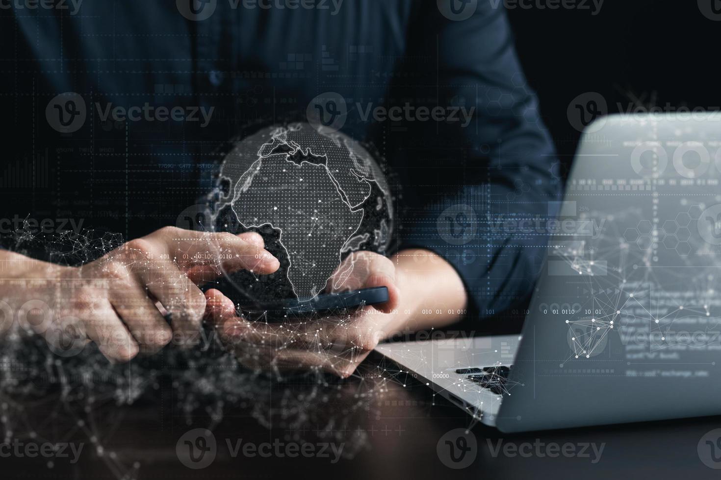 Digital transformation technology strategy,the transformation of ideas and the adoption of technology in business in the digital age, enhancing global business capabilities. photo