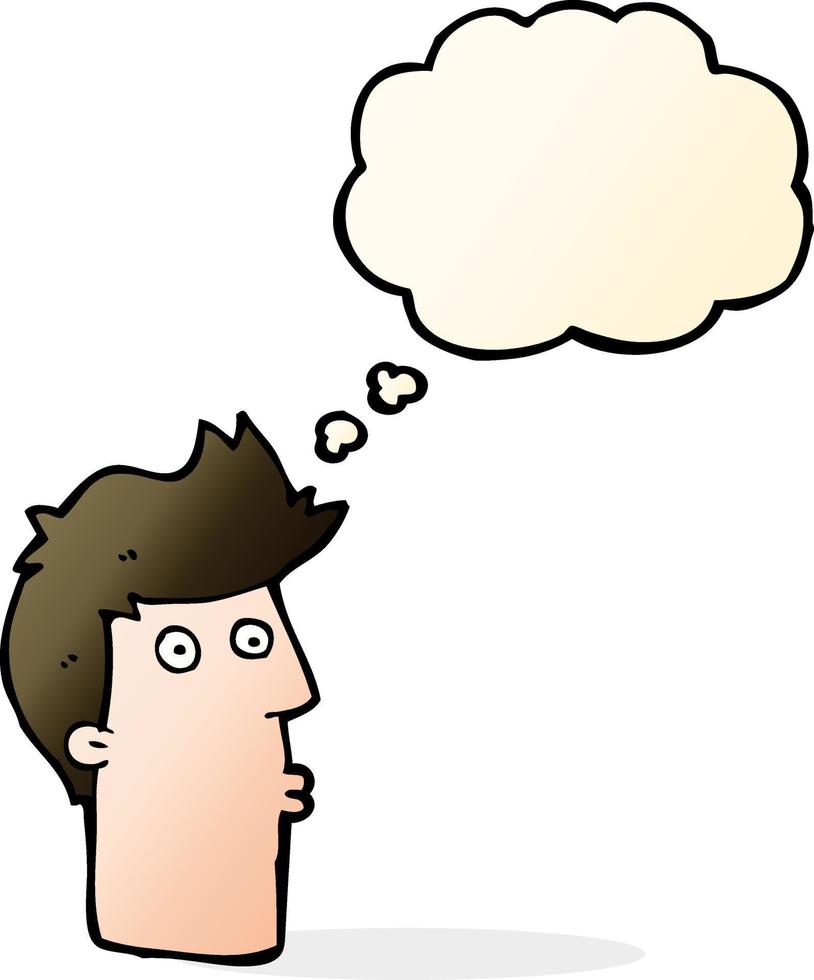 cartoon surprised man with thought bubble vector