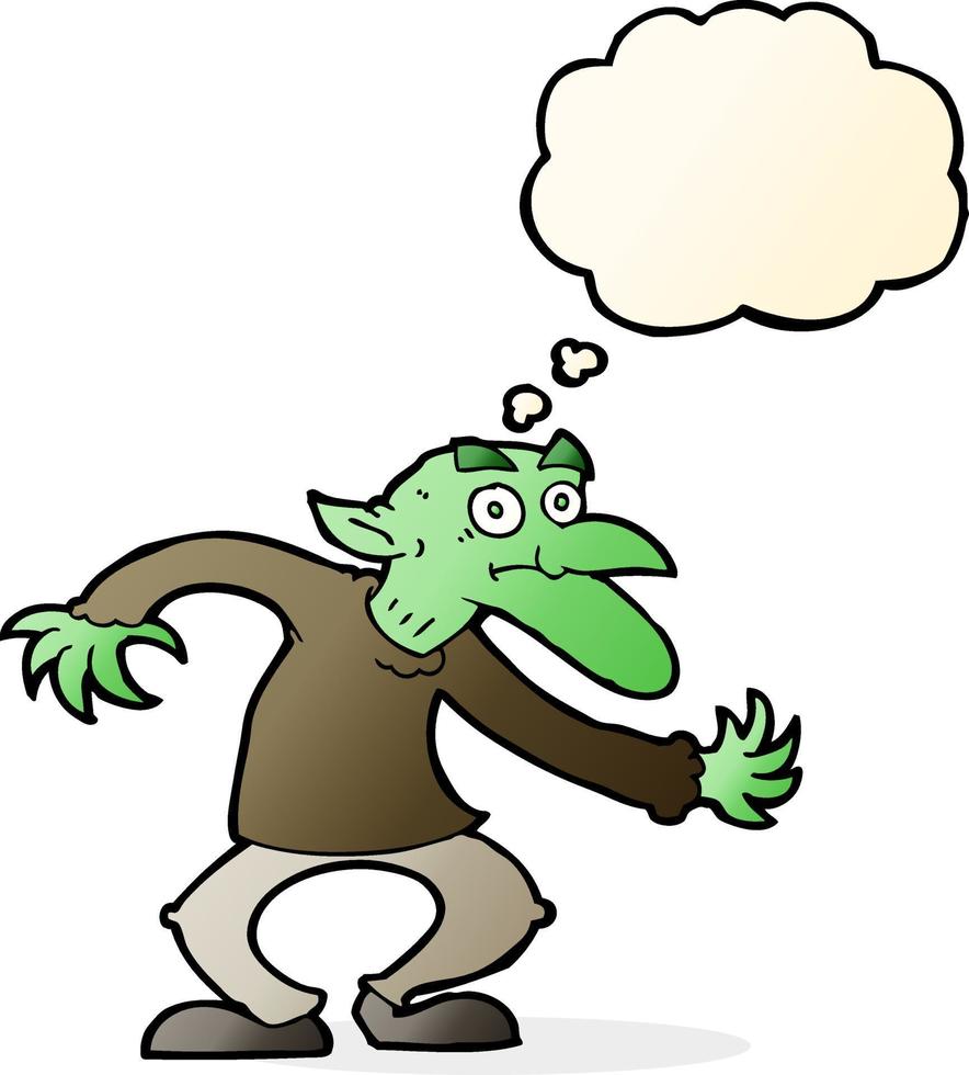 cartoon goblin with thought bubble vector